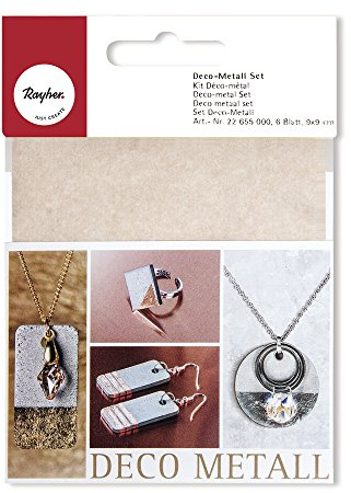 Rayher 22655000 Deco-Metall Set, 9x9cm, kupfer/gold/silber, SB-Btl 6Bl