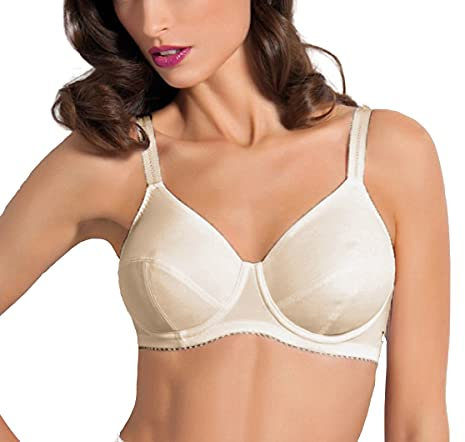 SIELEI, Reggiseno Francese con Ferretto, Realizzato in Microfibra Compatta e Contenitiva, Coppe Foderate in Cotone, Spalline Regolabili, Designed in Italy, Color Skin, Taglia 5C
