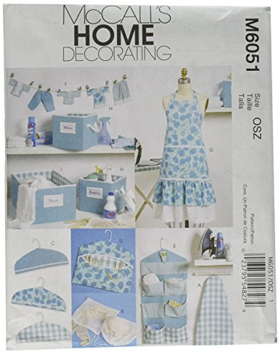 McCall's Patterns M6051 All Sizes Apron, Ironing Board Cover, Organizer, Bins, Hanger Cover, Clothespin Holder, Banner and Scissor Caddy, Pack of 1, White