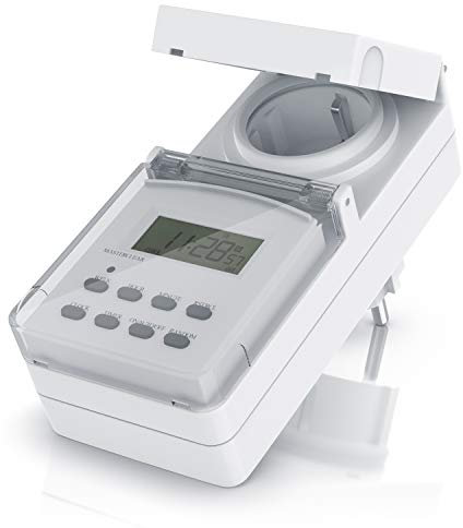 CSL - Digitale Outdoor Zeitschaltuhr - Backup-Akku - 7 Tage Zeitschaltuhr - 10 Tagesprogramme speicherbar - IPX4