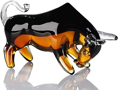 Casablanca Deko Tierfigur Stier - Sternzeichen - aus Glas - Farbe: schwarz braun - Breite 21 cm Höhe 12 cm