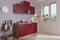 Küche Miniküche Singleküche Küchenzeile Pantry Eiche Rot Luis 150 cm Respekta