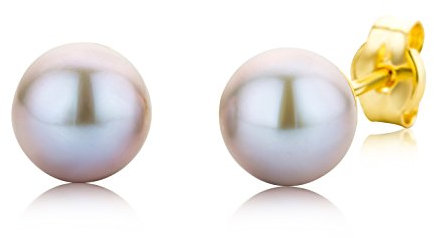Miore Ohrringe Damen Ohrstecker Gelbgold 9 Karat / 375 Gold Süßwasserperlen