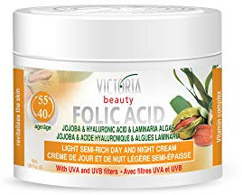 Victoria Beauty Hyaluron Creme gegen Falten und Augenringe, Anti Aging Gesichtscreme mit Jojobaöl, Folsäure und Hyaluronsäure für Frauen und Männer, Hyaluronic Acid Moisturizer, 50ml