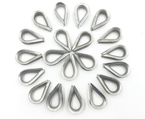 Vafon M6 Galvanized Steel 1/4 Diameter Wire Rope Cable 6mm Thimbles Rigging 20PCS