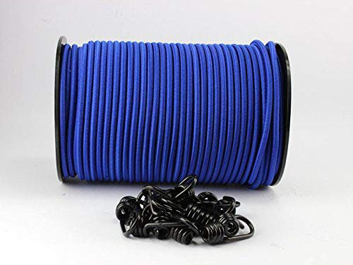 monoflex 10mm Expanderseil blau 30m +20 Spiralhaken Gummiseil Planenseil Haken Seil Plane