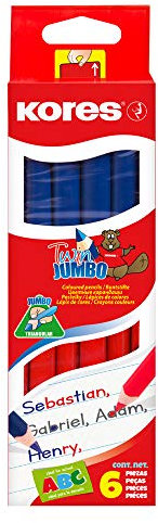 Kores 94851 - Twin Jumbo: Doppelseitige Rot und Blaue Silbenstifte für Kinder