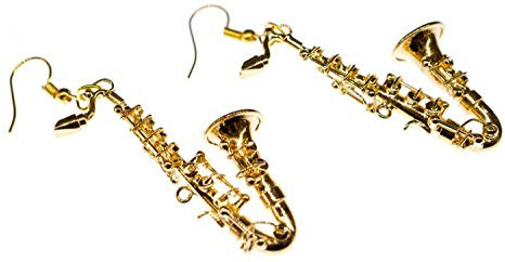 Miniblings Saxofonohrringe Ohrringe Saxofon Jazz Saxophonist Sax vergoldet + Box - Handmade Modeschmuck I Ohrhänger Ohrschmuck vergoldet