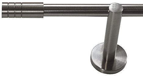 BASIT Gardinenstange mit Wandhalterung 140 cm lang Edelstahl Look im Set 1-läufige Gardinenstange Wandmontage Ø16mm Metall I 120-600 cm verfügbar H12