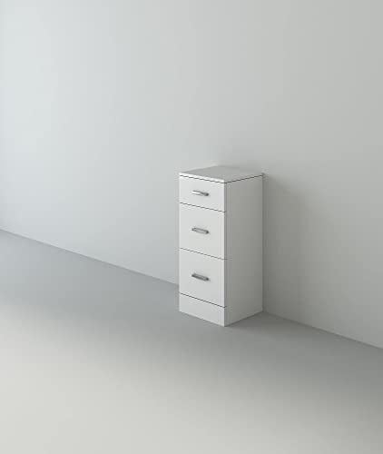 VeeBath NDSW330 Linx Free Standing 3 Drawer Bathroom Cupboard Storage Furniture Cabinet Unit High Gloss White, 350x330mm