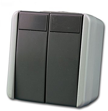 Pulsador doble fontana, gris 250V~/10A, montaje en superficie, IP44
