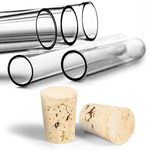 Tuuters 100x Kunststoff Reagenzgläser mit Korken, Naturkorken, 75 x Ø 12mm | Reagenzglas mit Verschluss, Plastik Kunststoffröhrchen für Blumensamen, Kräutersalz, Geschenke als originelle Give-Aways