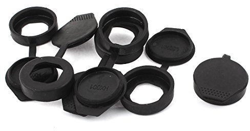 sourcing map Panneau clé Serrure Cache-poussière en caoutchouc 35mm 6pcs noir Dia