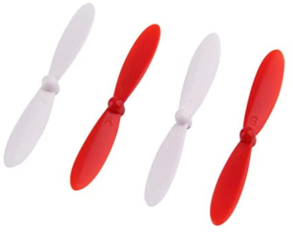 vhbw 4X Propeller kompatibel mit Jamara QCF 110 Drohne - 2 Paar Ersatzpropeller, Selbstsichernd, Rot, Weiß