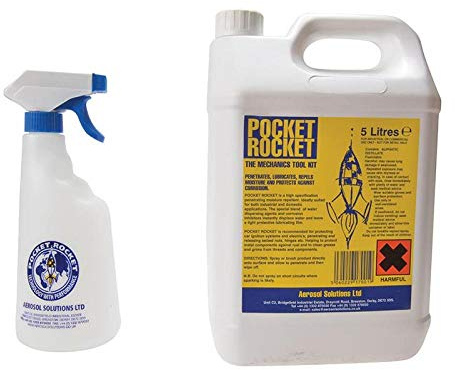 Aerosol Solutions Pocket Rocket Advanced PTFE Penetrating Moisture Repellent, Penetrates, Lubricates, Repels Moisture and Protects Against Corrosion, 5 L