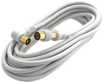 VulTech CAAU605 Cavo Coassiale per Antenna TV, Adattatore Femmina, 5 m, Bianco