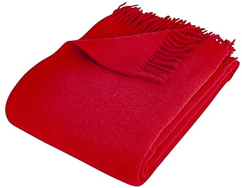 Arctic Wolldecke Solid - Hochwertiges Wollplaid im Scandi Design - 100% Schurwolle mit Woolmark Siegel - 130 x 200 cm - Rot
