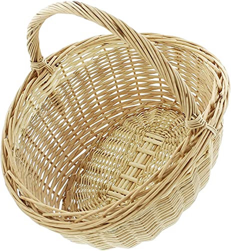 Dekoleidenschaft Bügelkorb Naturweiß aus weißer Vollweide, groß, Weidenkorb, Flechtkorb