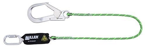 MILLER by Honeywell Einzelnes, stoßdämpfendes Schlüsselband ø11 mm, Kernmantel 1,5M mit Stoßdämpfer-Schutzhülle, hellgrünes Seil mit schwarzen Streifen, 1032379 (1 Stück)