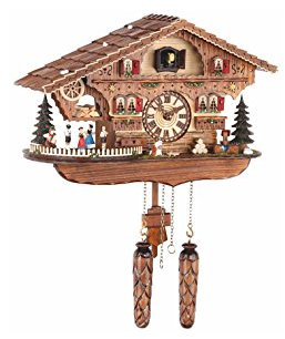 Trenkle Quarz Kuckucksuhr Schweizerhaus mit Musik, drehende Tänzer TU 476 QMT HZZG