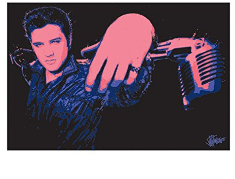 empireposter Presley, Elvis - Mikrofon - Kunstdruck Artprint Musik - Grösse 50x40 cm + 1 Packung Powerstrips® - Inhalt 20 Stück