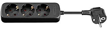 Goobay 51295 Steckdosenleiste, 3 Steckplätze, Berührungsschutz, abgewinkelter Stecker, Schwarz, 1,5 Meter