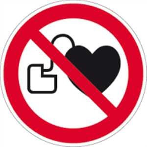 Kein Zutritt für Personen mit Herzschrittmachern oder Defibrillatoren 10cm Ø Alu