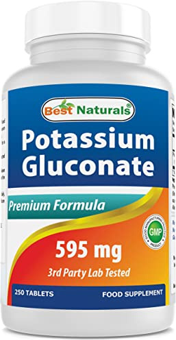 Best Naturals Potassium Gluconate 595 mg 250 Tablets (250 Count (Pack of 1))