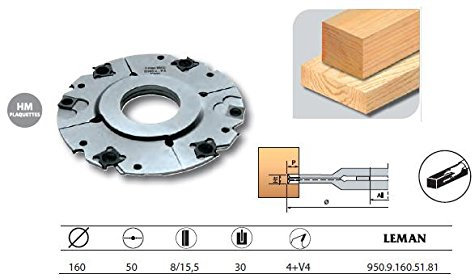 Leman - Porte-outils à rainer extensible 160x50x8/15,5 z4+V4 - 950.9.160.51.81