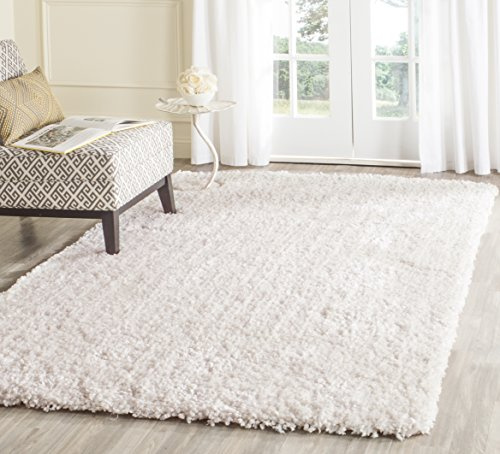 SAFAVIEH Popcorn Shag Collection Accent Rug - 3' x 5', Ivory, Handmade, 1.8-inch Thick Ideal for High Traffic Areas in Entryway, Living Room, Bedroom (SG267A)