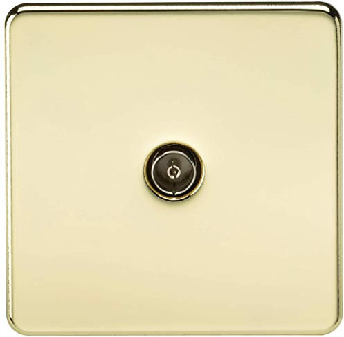 Knightsbridge SF0100PB (Non-Isolated) Screwless 1-Gang Tv Outlet, Polished Brass