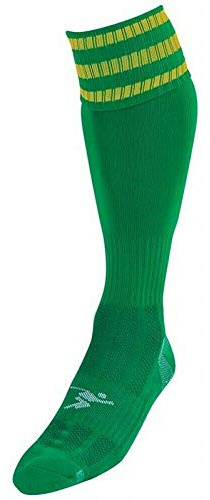 Precision Training 3 Stripe Socks (Adult) - Green/Gold - UK Shoe Size 7-11