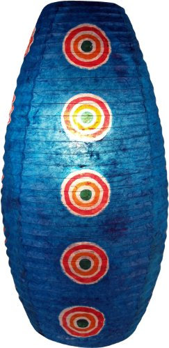 GURU SHOP Ovaler Lokta Papierlampenschirm, Hängelampe Coronada - Retro Blau, 52x29x29 cm