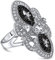 Art Deco Stil Schwarz Weiß CZ Filigran Breite Mode Statement Rüstung Vollfingerring Für Frauen Versilbertes Messing