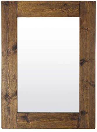 MirrorOutlet Large Rustic Natural Solid Wood Brown Wall Mirror 4Ft X 3Ft (122cm X 91cm), 122x91,UA005