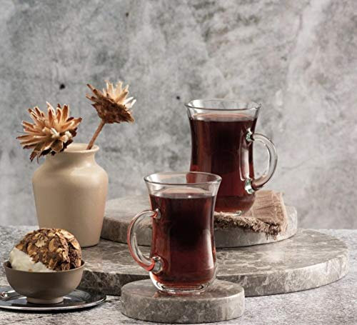 Pasabahce Teegläser mit Henkel Trinkgläser 6Stk. Cay Bardagi Tee Glas Teeglas keyif