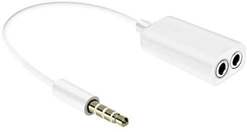 iSOUL Audio Splitter Adapter, Dual Headphone Splitter, 3.5mm AUX Audio Stereo Adapter Earphone Jack For iPhone iPad iPod Samsung Smartphones OnePlus MP3 Players (White)
