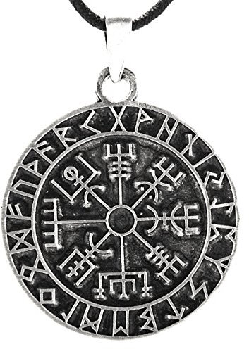 Kiss of Leather Wikinger Kompass Anhänger aus Zinn mit Baumwollband Zi. 99