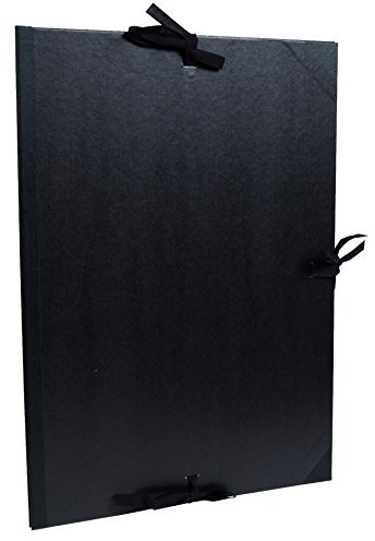 Clairefontaine 38815C- Zeichenmappe mit Bändern, Innenklappen, Rücken 30 mm, innen: 50 x 70 cm, außen: 52 x 72 cm, ideal zur Aufbewahrung Ihrer Werke, Schwarz, 1 Stück