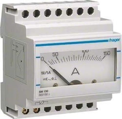 Hager SM150 Analoges Hutschienenmessgerät SM150 Analoges Amperemeter Wandler-Messung 0-150A
