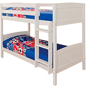 Comfy Living 3ft Single Bunk Bed White Wash Finish Solid Pine Wood Christopher