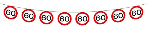 Folat 05185 Banner Traffic Sign-60 years-12 m Long Party-Deko, Zahl 60