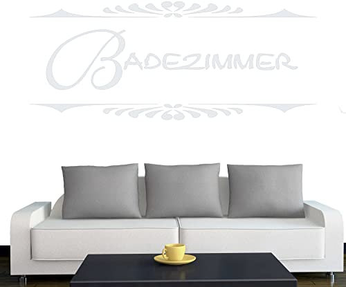 Klebesüchtig A096 Türtattoo - Wandtattoo Badezimmer klassisch 30cm x 12cm Weiss - Dekoration - Bad - Wohnzimmer - Aufkleber - Wandsticker