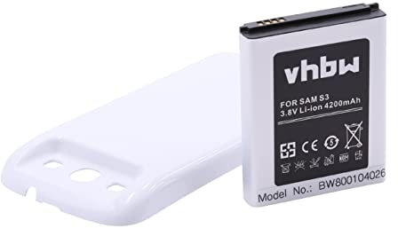 vhbw 1x Akku kompatibel mit Samsung Galaxy S3 GT-I9305 LTE, GT-I9308, GT-I9300 Handy Smartphone Telefon (4200 mAh, 3,7 V, Li-Ion) + Cover