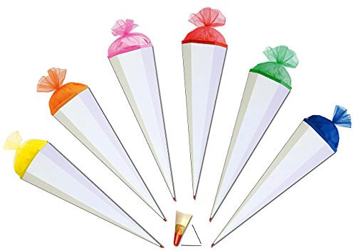 Schultüte - einfarbig - Rohling Uni - Weiß/Pink - 70 cm - mit Holzspitze/Filzabschluß - Schultüte - Roth - Bastelschultüte - zum Basteln, Bemalen und Bekl..