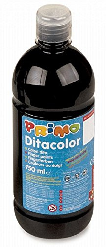 PRIMO Fingerfarbe für Kinder | leuchtende Finger-Malfarbe | mit Dosierverschluss in 750 ml Flasche | verschiedene Farben (schwarz)