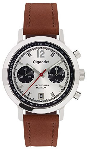Gigandet Herren-Armbanduhr Chronograph Quarz Analog Leder braun Tramelan G10-004
