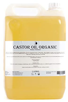 Mystic Moments | Bio -Rizinusträgeröl 5 Liter - reines & natürliches Öl perfekt für Haare, Gesicht, Nägel, Aromatherapie, Massage und Ölverdünnung Veganer GVO frei