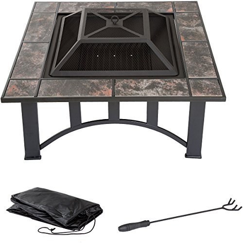 Pure Garden Feuerstelle – 84 cm Outdoor-Feuerstelle mit Bildschirm, Abdeckung und Schürhaken – Outdoor-Feuerstellen für Hinterhof, Deck, Terrasse oder Veranda von Pure Garden (schwarz)