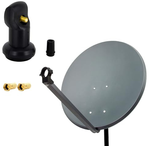 Premium X Satelliten-Komplettanlage 80cm Satellitenschüssel ALU Anthrazit Satellitenantenne Single LNB F-Stecker, SAT für 1 Teilnehmer